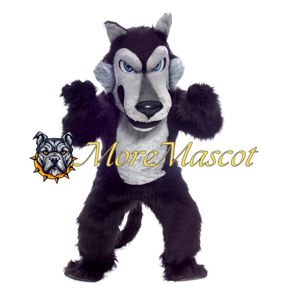 Superb Black Wolf Mascot Costume