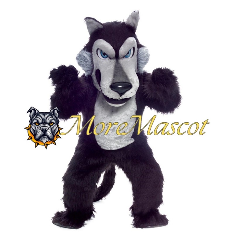 Superb Black Wolf Mascot Costume