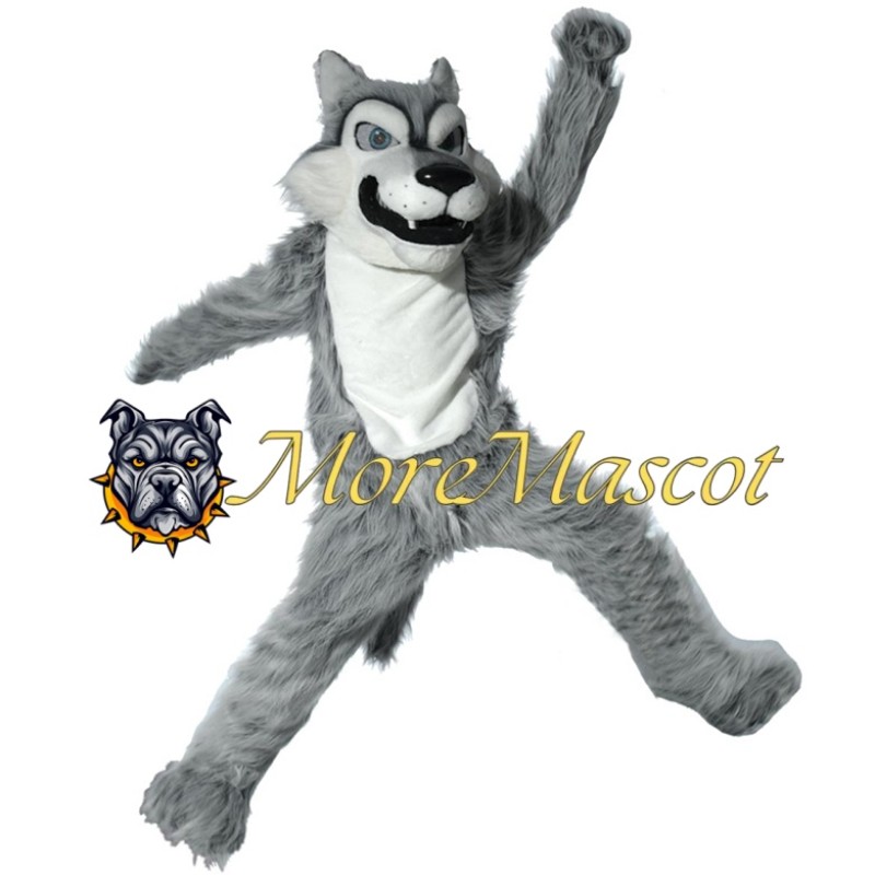 Plush Gray Wolf Mascot Costume