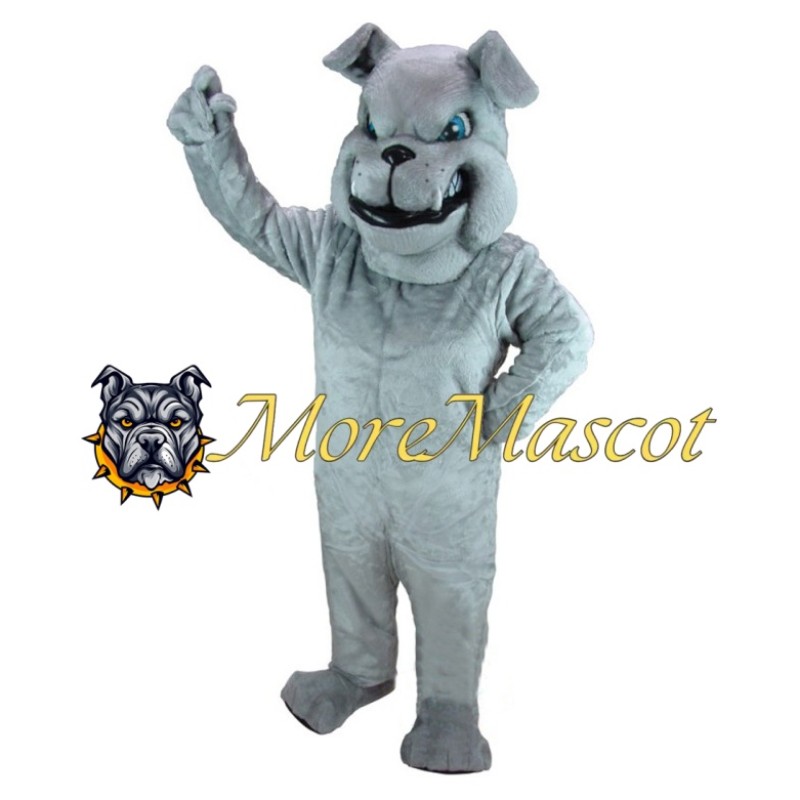 Soft Gray Bulldog Mascot Costume