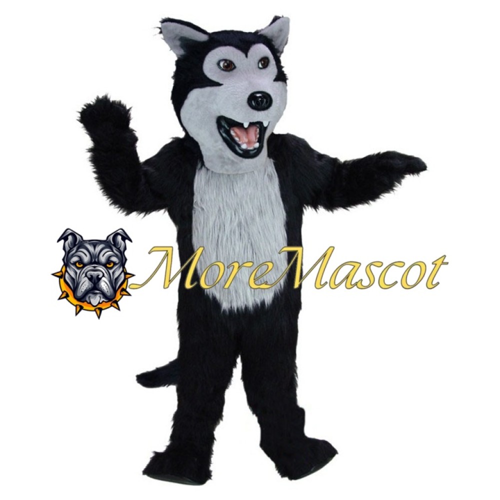Plush Black Wolf Mascot Costume