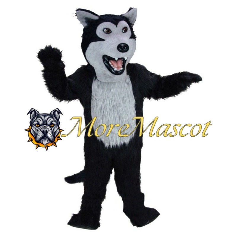 Plush Black Wolf Mascot Costume