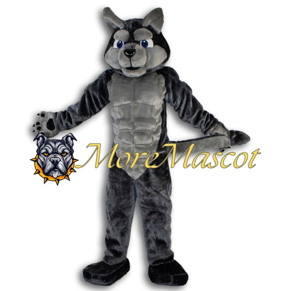 Muscle Grey Wolf Mascot Costume