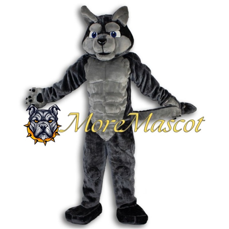 Muscle Grey Wolf Mascot Costume