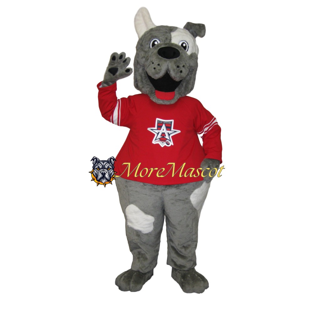 Friendly Gray Dog Mascot Costume