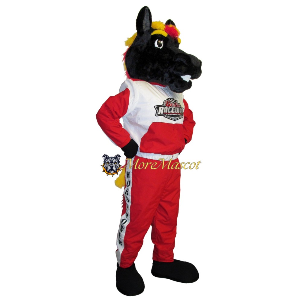 Racer Black Horse Mascot Costume