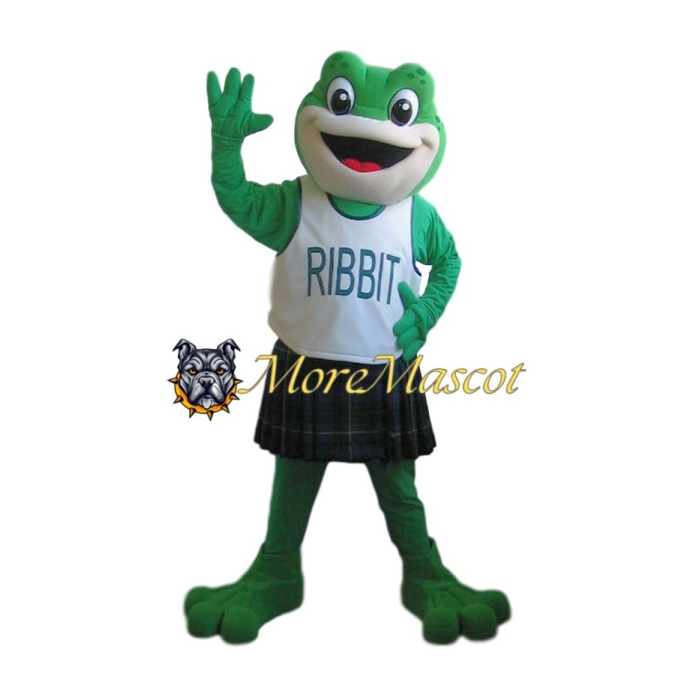 Happy Green Frog Mascot Costume