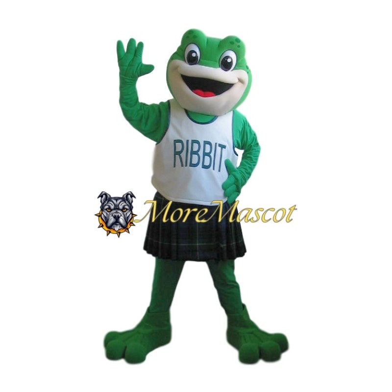 Happy Green Frog Mascot Costume