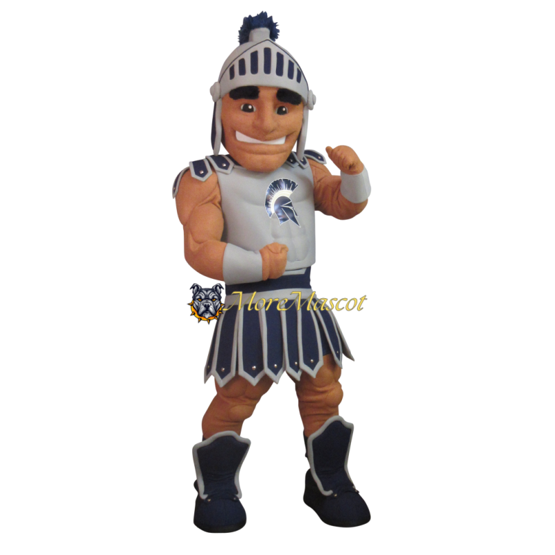 Silver Muscle Warrior Mascot Costume