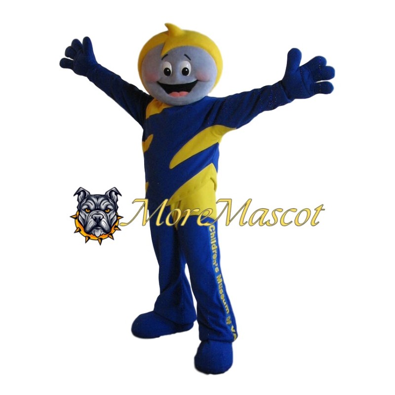 Happy Blue Doll Mascot Costume