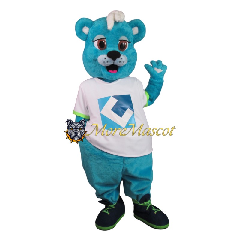 Friendly Blue Bear Mascot Costume