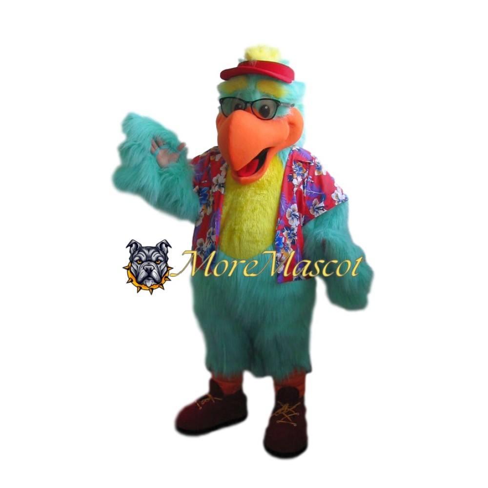 Plush Green Parrot Mascot Costume