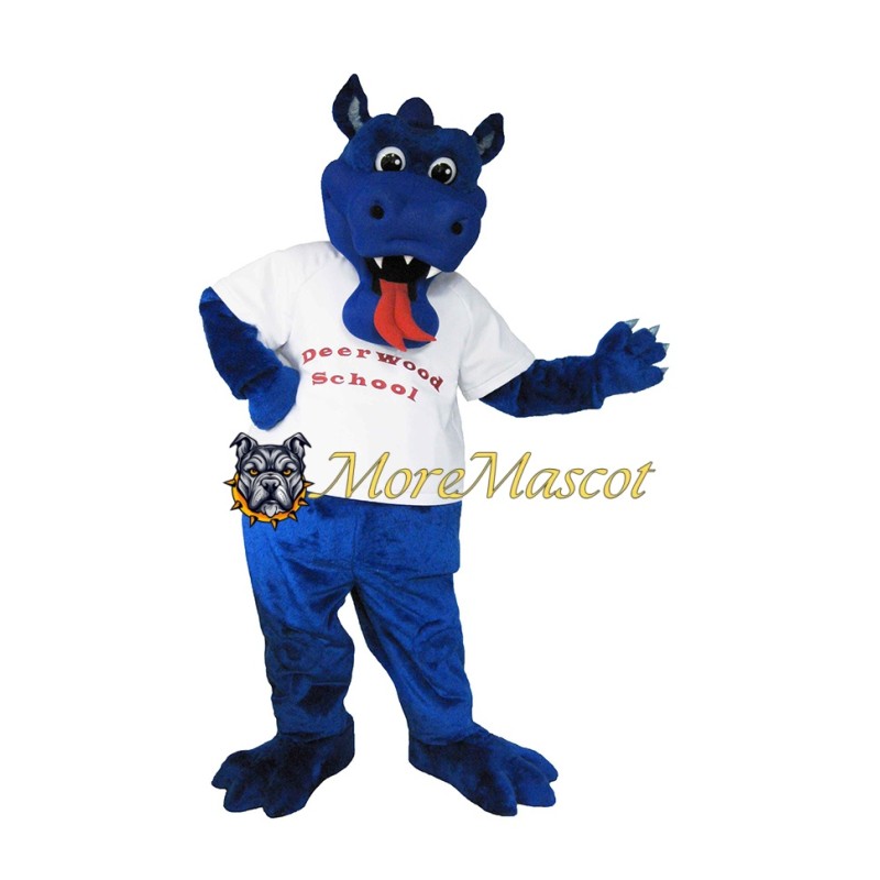 College Blue Dragon Mascot Costume