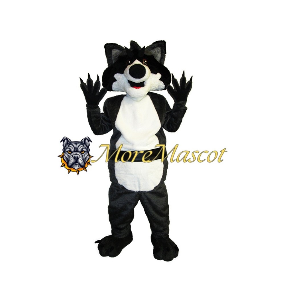 Black and White Wolf Mascot Costume