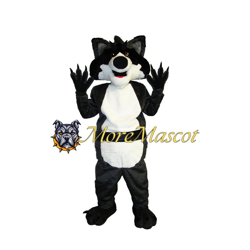 Black and White Wolf Mascot Costume