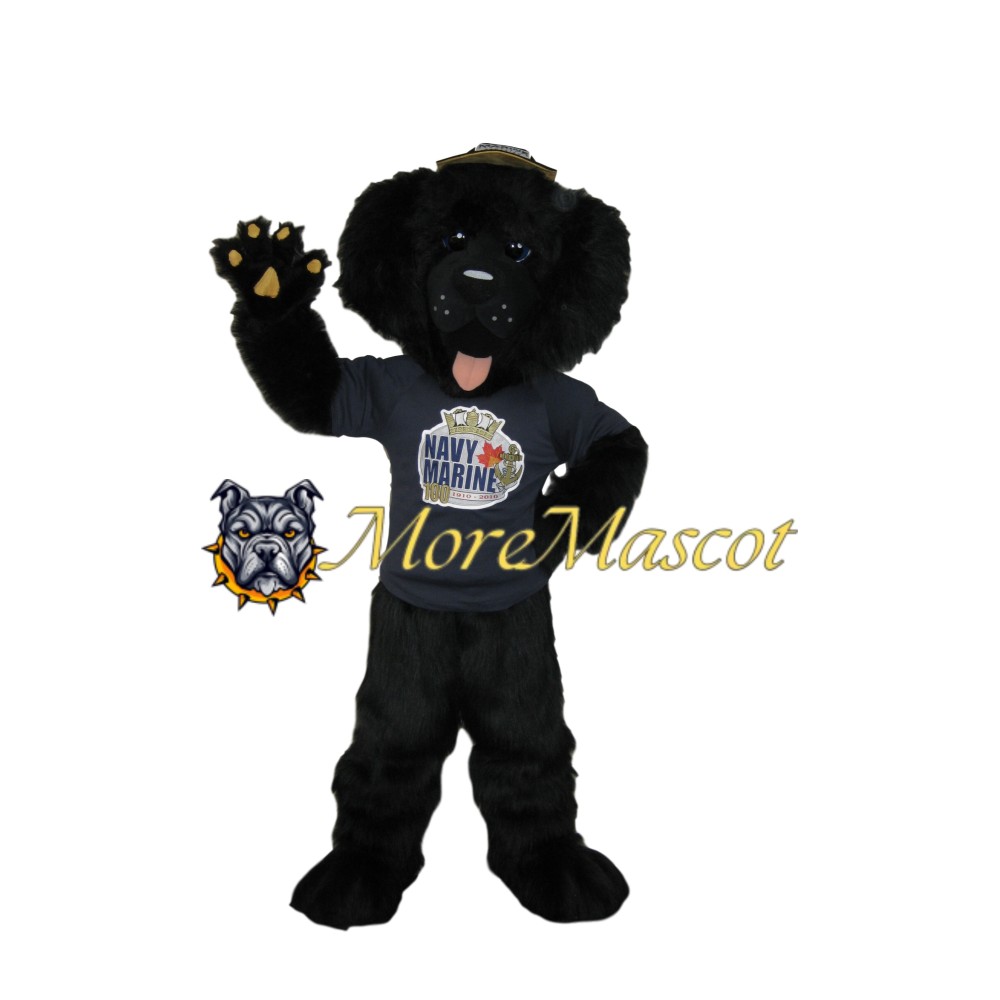 Friendly Soft Black Dog Mascot Costume