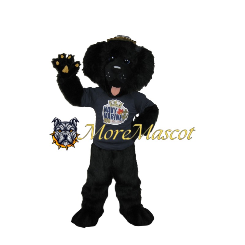 Friendly Soft Black Dog Mascot Costume