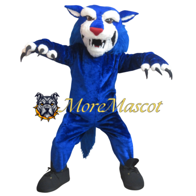Power Blue Leopard Mascot Costume