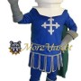 White and Blue Knight Mascot Costume
