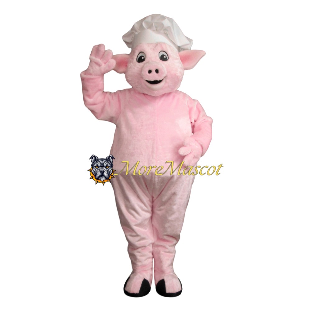 Chef Pink Pig Mascot Costume