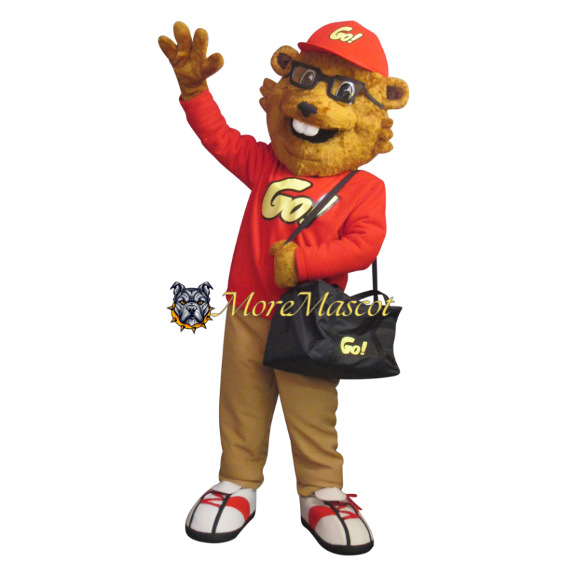 Friendly Glasses Squirrel Mascot Costume