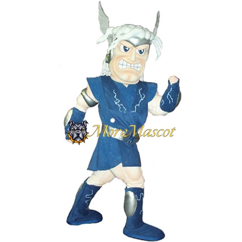 Blue Muscle Warrior Mascot Costume