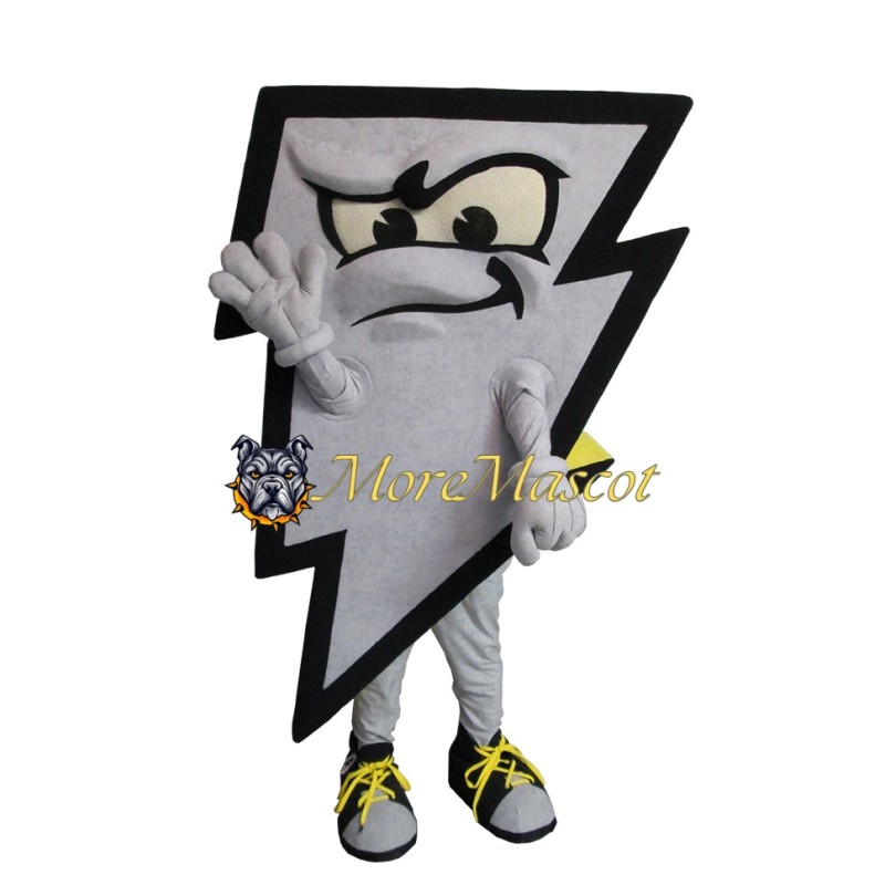 Gray Lightning Mascot Costume