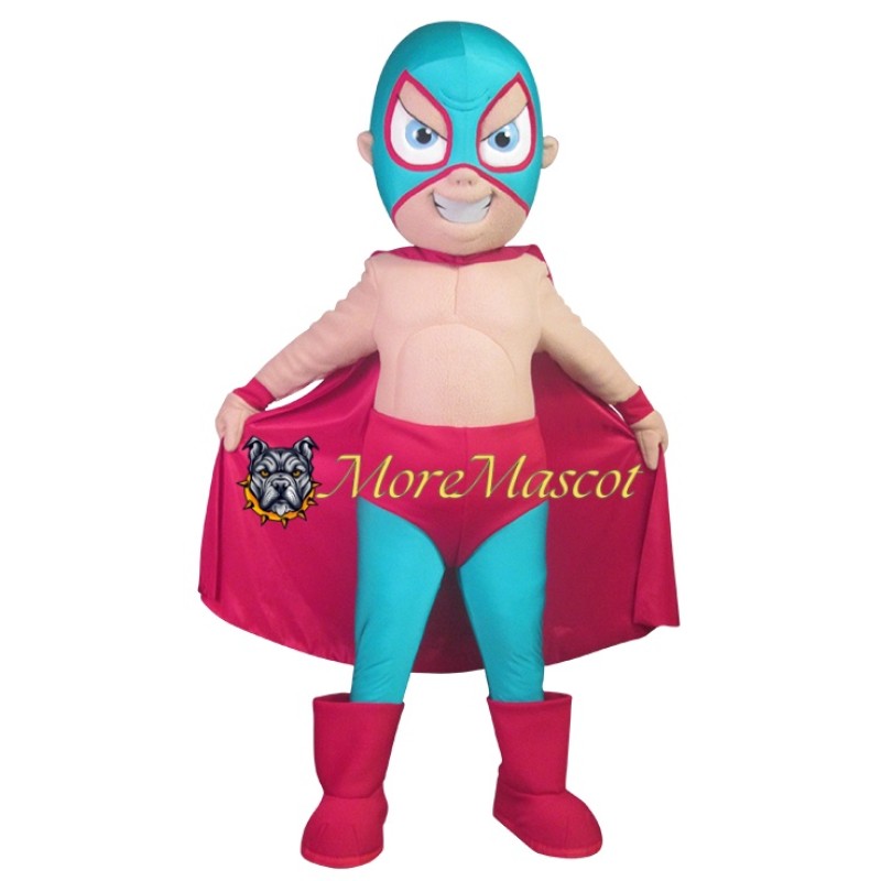 Masked Superman Boy Mascot Costume