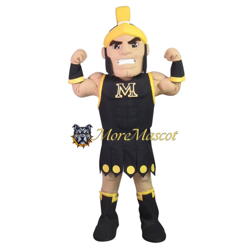 Black Muscle Warrior Mascot Costume