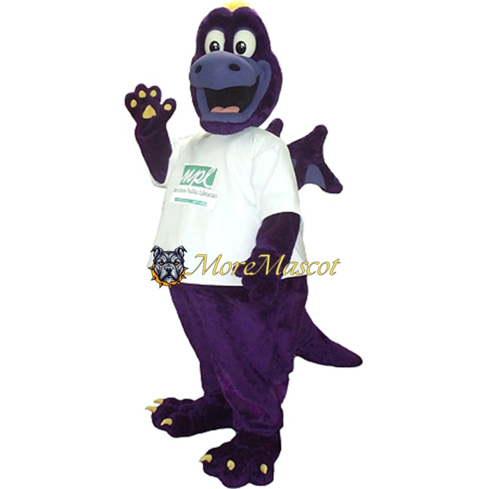 Friendly Purple Dragon Mascot Costume