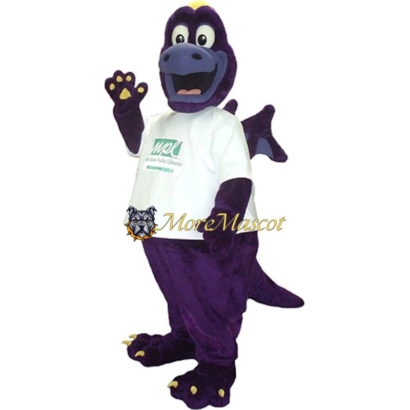 Friendly Purple Dragon Mascot Costume