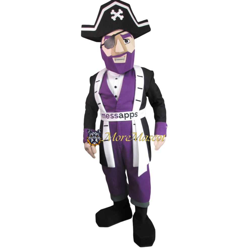 Purple & Black Pirate Mascot Costume