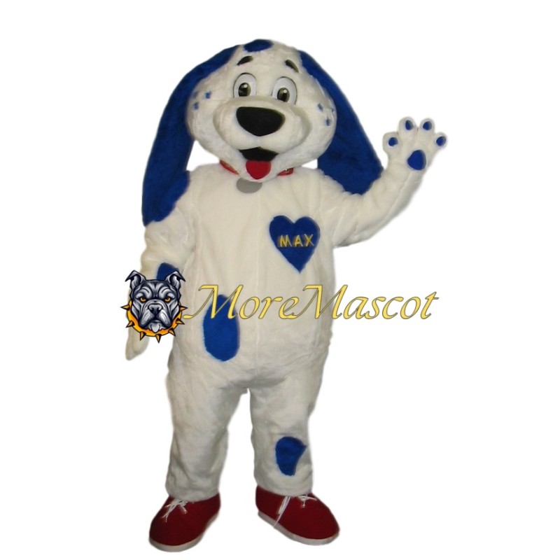 White & Blue Dog Mascot Costume