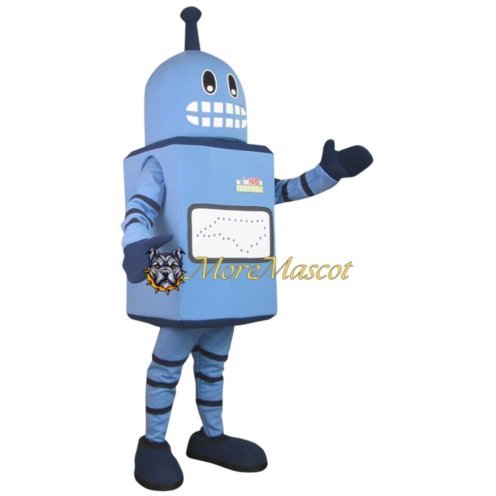 Blue Robot Mascot Costume