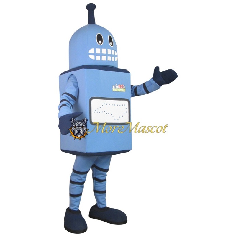Blue Robot Mascot Costume
