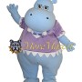 Blue Female Hippo Mascot Costume