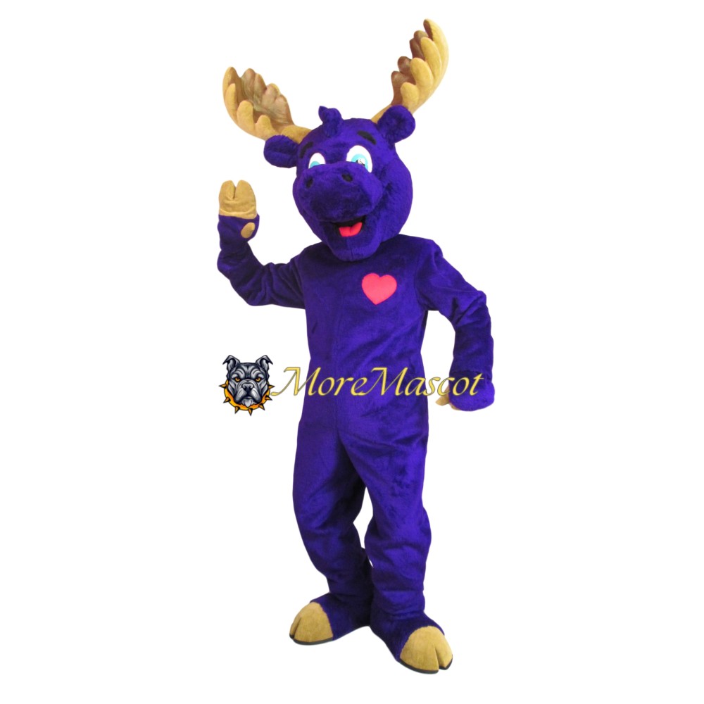 Purple Heart Moose Mascot Costume