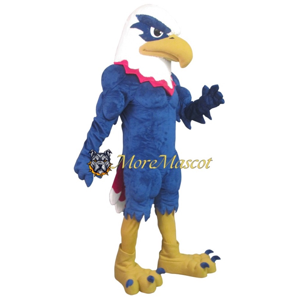 Blue Muscle Falcon Mascot Costume