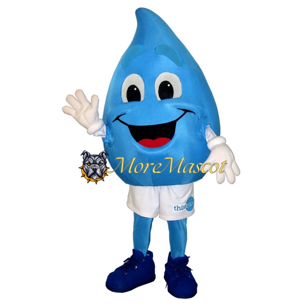 Blue Water Droplets Mascot Costume