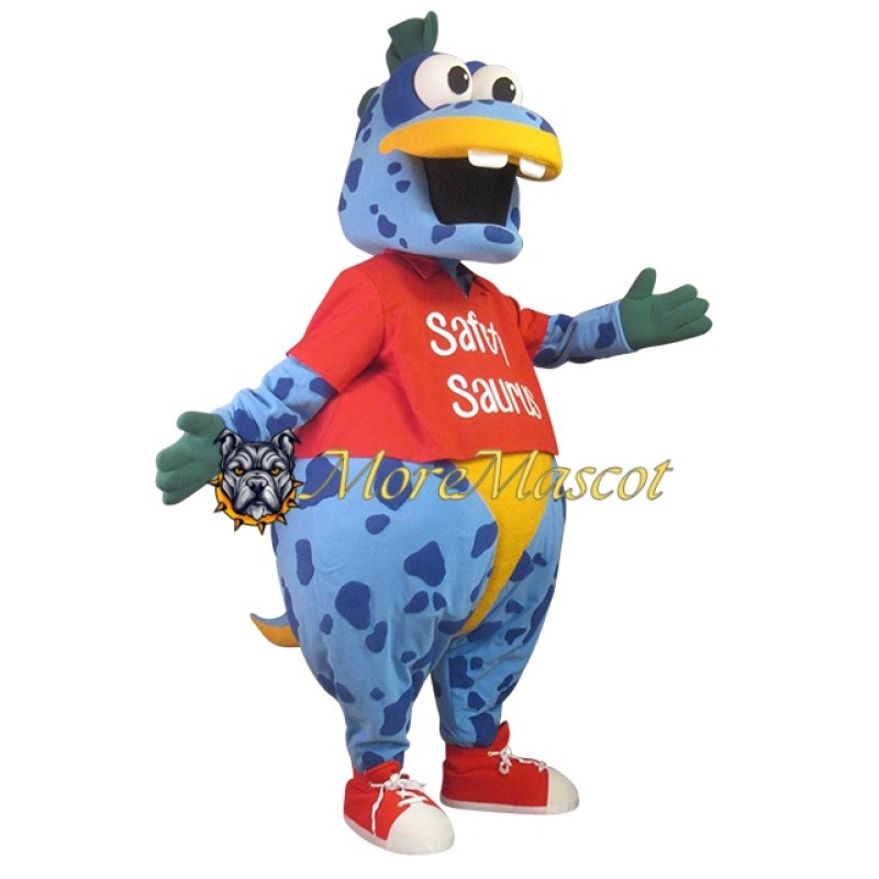 Funny Blue Dinosaur Mascot Costume