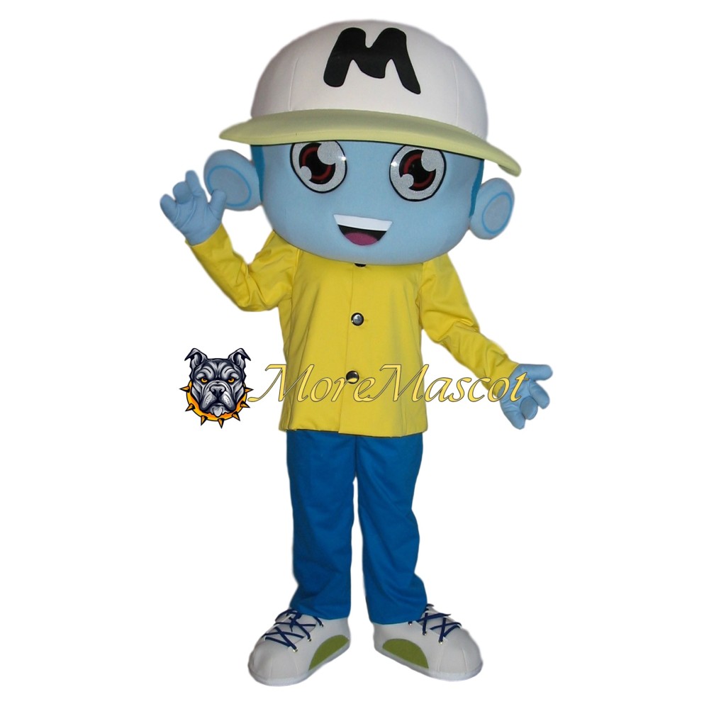 Happy Blue Boy Mascot Costume