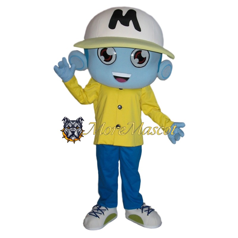 Happy Blue Boy Mascot Costume