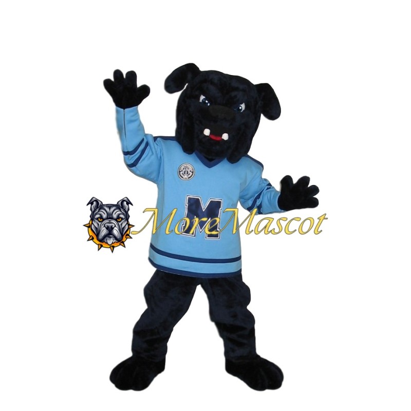 School Black Bulldog Mascot Costume