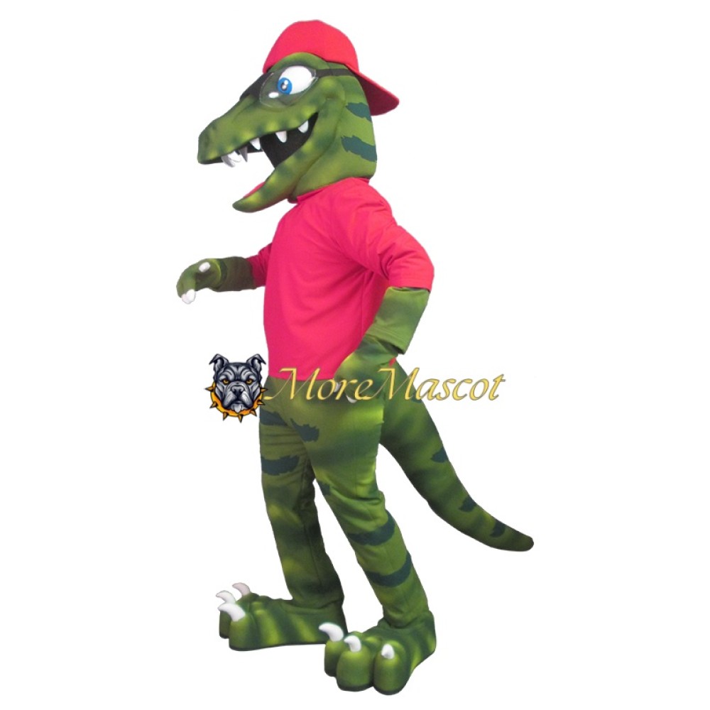 Realistic Green Dinosaur Mascot Costume