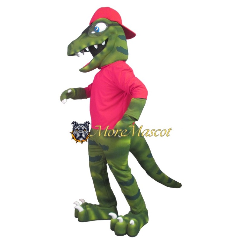 Realistic Green Dinosaur Mascot Costume