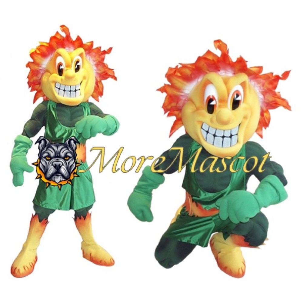 Muscle Fire Man Mascot Costume