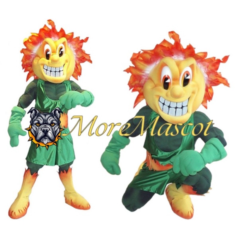 Muscle Fire Man Mascot Costume