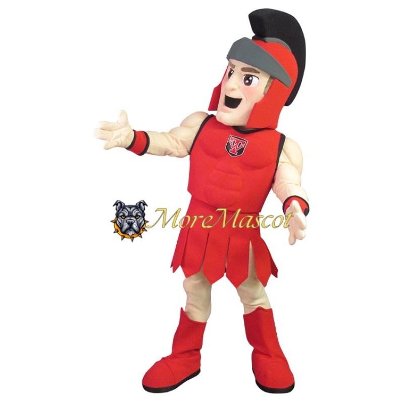 Muscle Power Red Warrior Mascot Costume