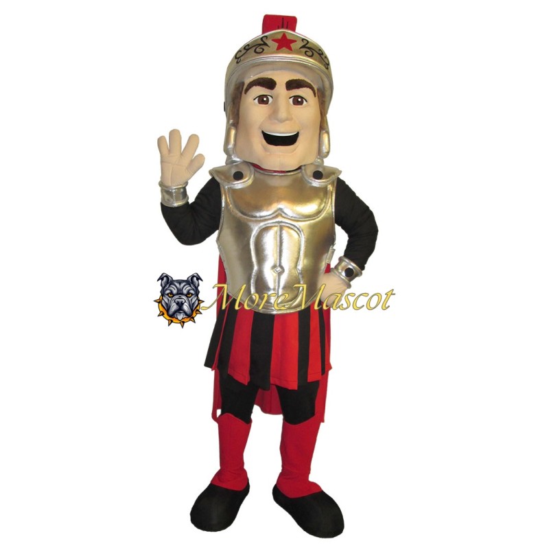 Red and Silver Warrior Mascot Costume