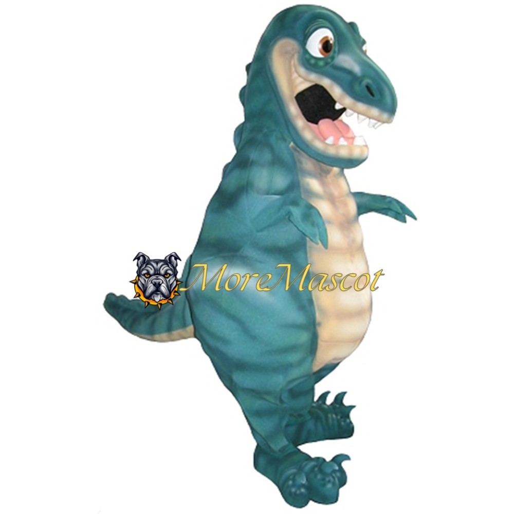Realistic Blue Dinosaur Mascot Costume